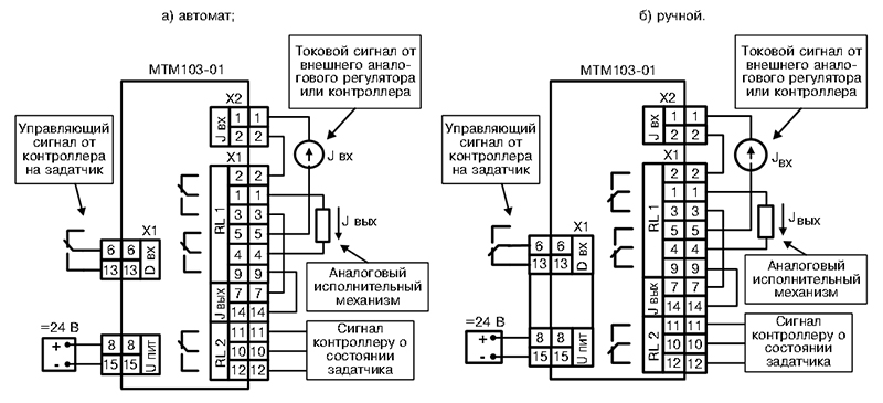 Cхема подключения задатчика тока МТМ103-01