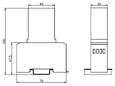 Габаритные, установочные и присоединительные размеры блока БГП-24В