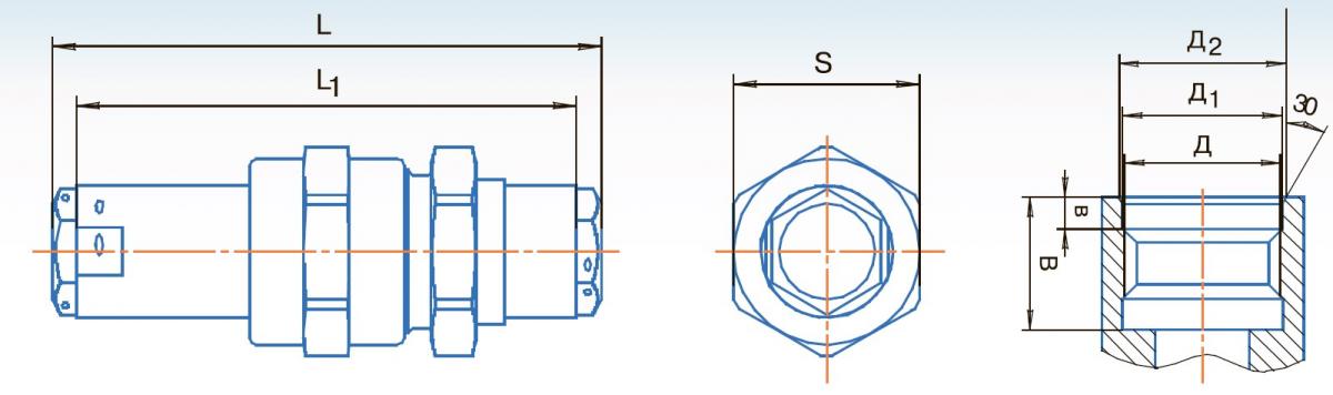 Схема габаритных размеров клапана КР