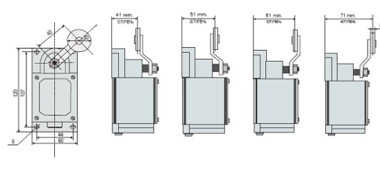 Схема габаритных размеров выключателя ВК-300